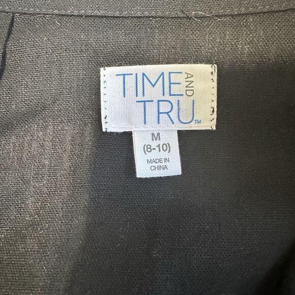 Womens Black Linen-Blend Button Front Blazer Suit Size M(8-10) Time and Tru NWOT - Picture 8 of 8